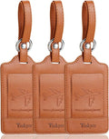 Teskyer Luggage Tags, 3 Pack Premium PU Leather Luggage Tags Privacy Protection Travel Bag Labels Suitcase Tags
