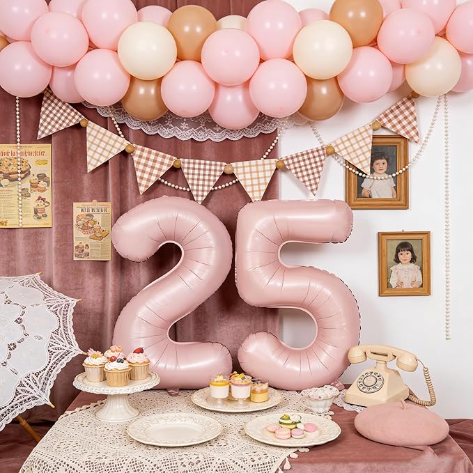 40 In Matte Pink Number Balloons Helium Foil Mylar Balloon Birthday Party banquet Decoration Digital 17