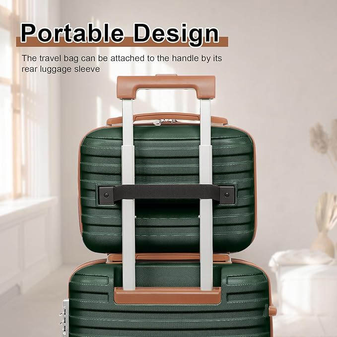 Joyway Carry On Luggage 20 Inch Expandable Suitcase with Spinner Wheel, 4 Piece Hard Shell Luggage Set with TSA Lock(Green brown)