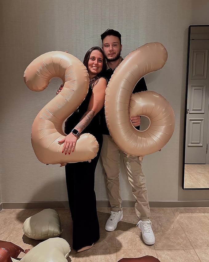 Light Brown Number 1 Balloon for First Birthday 40 Inch, 1st One Number Balloons Birthday Decorations for Girl Boy Toddler Baby
