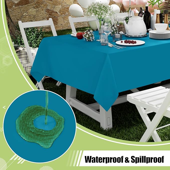Smiry Disposable Table Cloth - 12 Pack, 54 x 108 Inch Waterproof Rectangle Tablecloths for Parties, Decorative Plastic Table Cover, Leakproof & Sturdy, Aqua