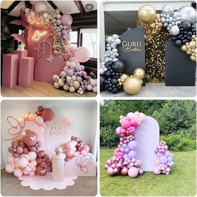 HUAYI Fuchsia Rosy Ripples Pattern Arch Backdrop Cover for Birthday Party Wedding Baby Shower Decorations Chiara Backdrops Arched Wall Frame Stands Covers Props GP-458 3ft * 6.5ft