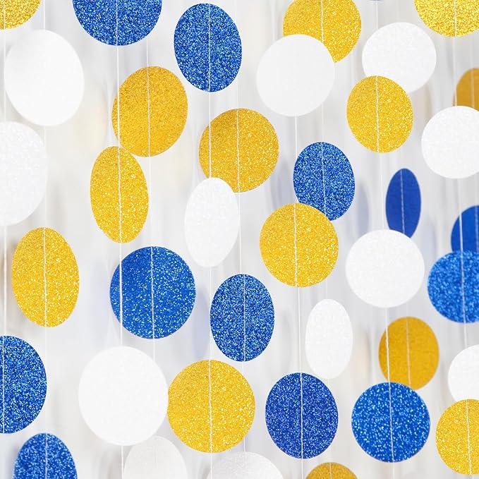 Navy-Blue White-Gold Birthday Party-Decorations Streamers - 52FT Graduation Hanging Paper Garland Banner,Baby Bridal Shower Wedding Engagement Bachelorette Supplies Backdrop Decor Hugtmr