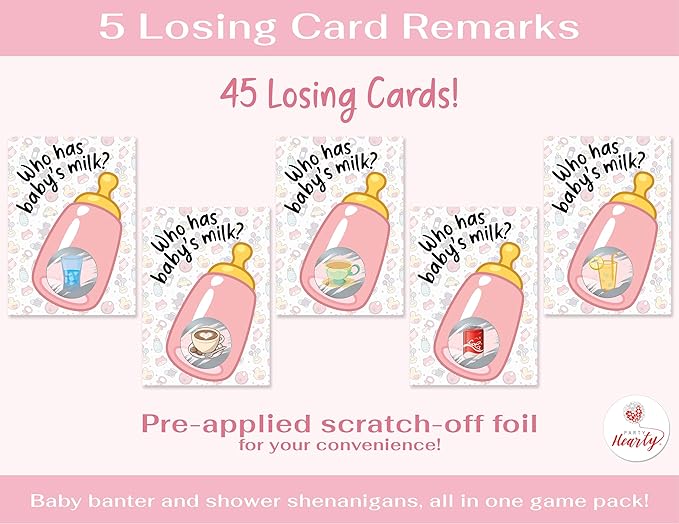 Party Hearty Baby Shower Games for Girl, 40 Emoji Scratch Off Lottery Tickets, Baby Games Ideas, Scratch Off Game, Pink
