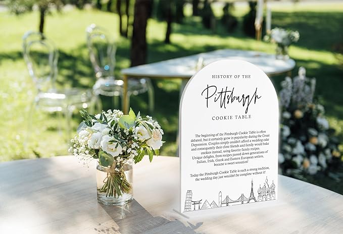 Pittsburgh Cookie Table Sign, White Arch Acrylic Wedding Sign for Ceremony and Reception Decor, Dessert Table Decor, Bridal Shower Decorations, Centerpiece Decorations Party-19