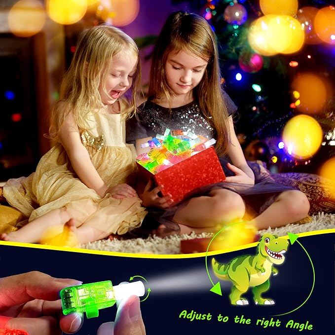 24PCS Dinosaur Party Favors-LED Finger Lights：Glow-in-the-Dark Light-Up Toys Bulk for Kids Boys Girls,Dino Birthday Party Decorations Supplies, Party Goodie Bags, Classroom Prizes, Fun Gifts