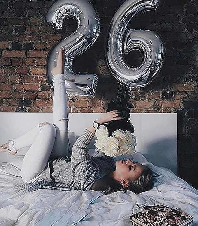 40 Inch Large Silver Number 6 Letter Balloon, Alphabet Letter Mylar Foil Helium Big Number Balloons for Birthday Anniversary Party Graduations Festival Decorations