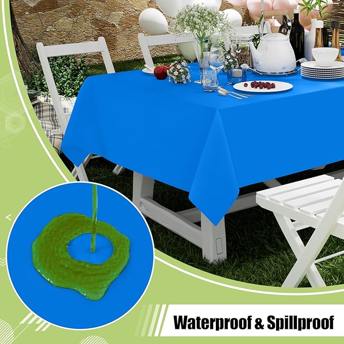 Smiry Disposable Table Cloth - 6 Pack, 54 x 78 Inch Waterproof Rectangle Tablecloths for Parties, Decorative Plastic Table Cover, Leakproof & Sturdy, Blue