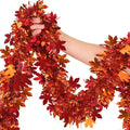 Fall Maple Leaves Garland Decorations,50Ft Glitter Tinsel Leaf Thanksgiving Decor for Tree Autumn Mantle Bedroom Office Classroom Party Indoor Outdoor Holiday Home Orange