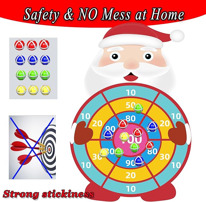 30” Christmas Games Toys Gifts for Kids, Large Santa Claus Dart Board Game, Christmas Party Supplies Indoor Outdoor Decor, Xmas Birthday Gifts for Boys Girls, Kids Party Favors Stocking Stuffers