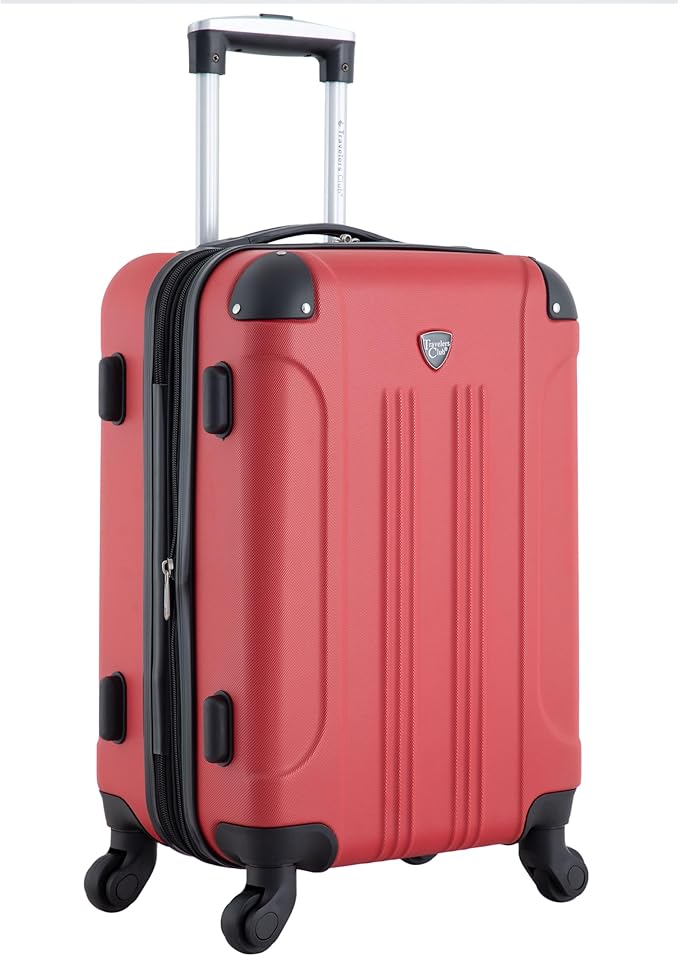Travelers Club Chicago Hardside Expandable Spinner Luggage, Red, 3 Piece Set