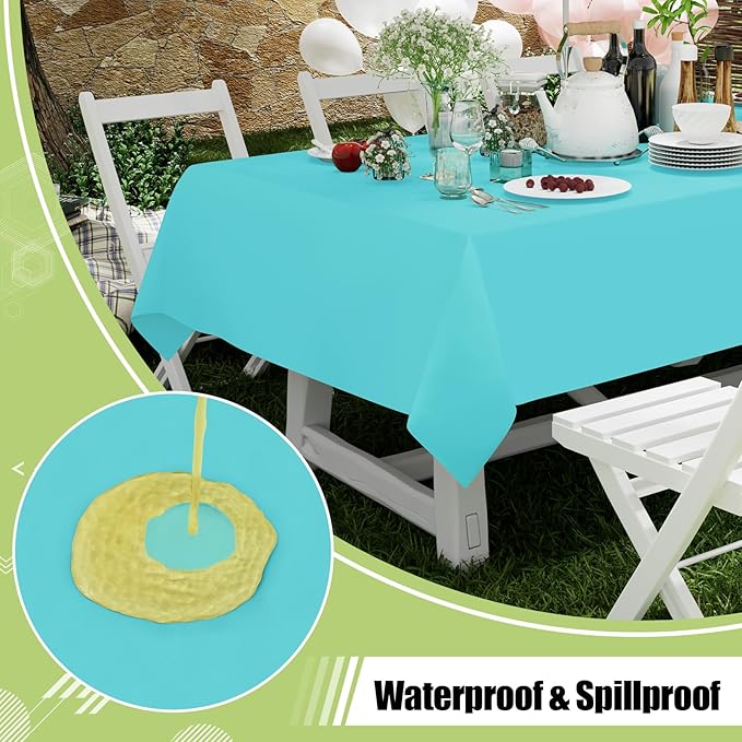 Smiry Disposable Table Cloth - 15 Pack, 54 x 108 Inch Waterproof Rectangle Tablecloths for Parties, Decorative Plastic Table Cover, Leakproof & Sturdy, Teal