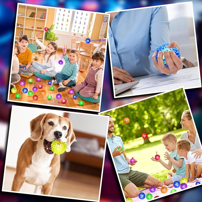 24PCS Light Up Ball, Bouncy Balls for Kids, 6 Colors Flashing Squeaky Ball, 2.2inch Light Up Toys, Balls for Toddlers 1-3, Easter Party Favors for Teens, Adults, Children