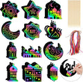 JULMELON 36 PCS Ramadan Crafts for Kids, Rainbow Scratch Paper Art for Kids Ramadan Gifts Eid Mubarak Magic Color Scratch Off Cards for School Classroom Activities DIY Drawing Project Party Favors