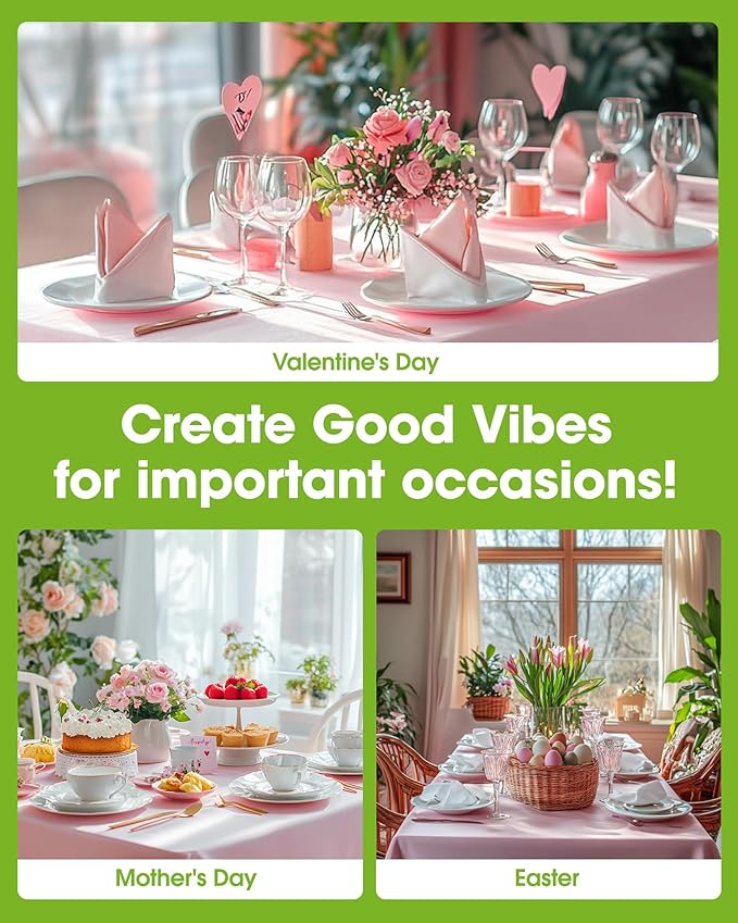 Pureegg Plastic Table Cloth Disposable 6 Pack, 54 x 108 Inch Table Cloths, Easter Party, Valentines, Mothers Day Decorations, Tablecloths, Rectangle, Pastel Plastic Cover, Waterproof, Pink