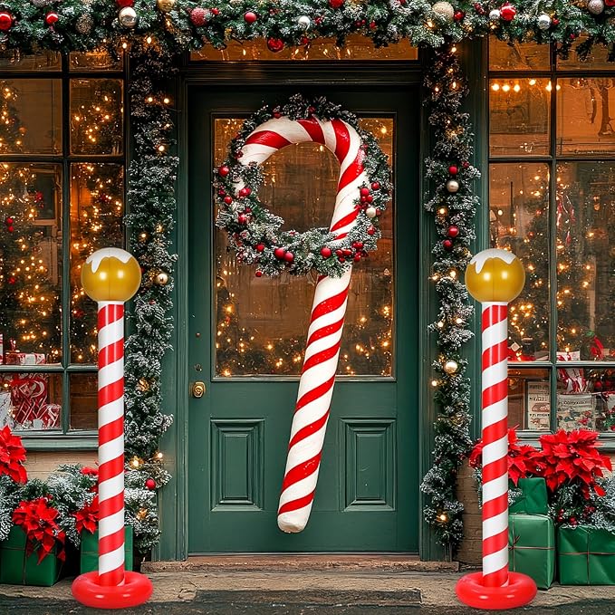 1 Pcs Christmas Inflatable Outdoor Decorations 4.3 FT Christmas North Pole Inflatable Column Decoration for Winter Xmas Lawn Yard Garden Home Decor