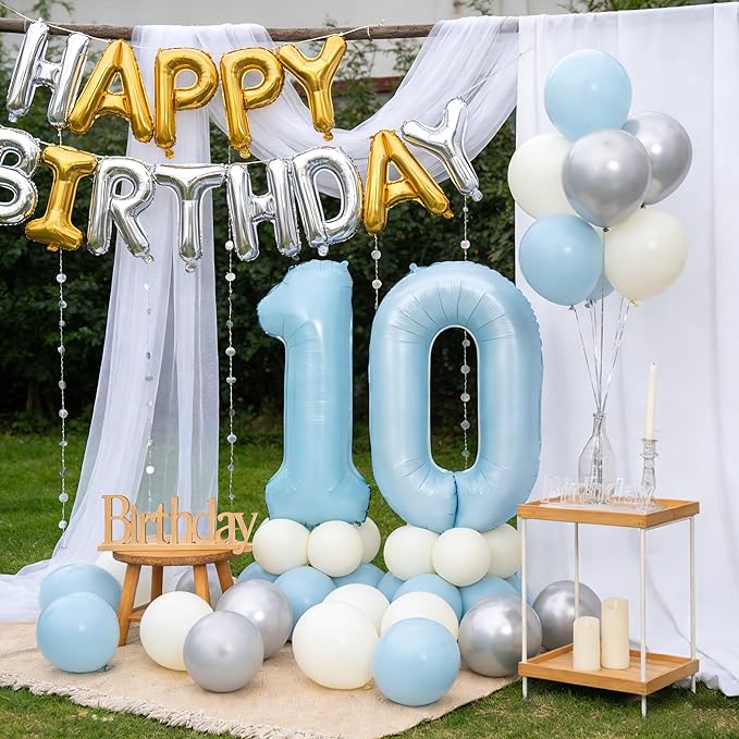 40 In Matte Blue Number Balloons Helium Foil Mylar Balloon Birthday Party banquet Decoration Digital 50