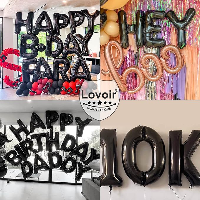 Lovoir 40 Inch Large Black Letter R Balloons Big Size Jumbo Mylar Foil Helium Balloon for Birthday Party Celebration Decorations Alphabet Black R