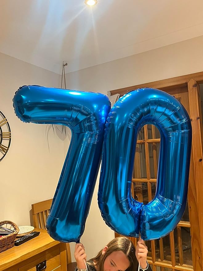 Metallic Blue Number 7 Balloon 40 Inch, 7 Balloon Number, 7th Birthday Decorations, Navy Blue Party Supplies for Boys Girls