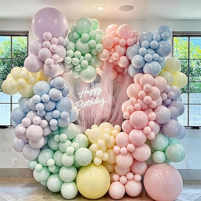 Pastel Balloons, 60PCS Macaron Pink Purple Blue Latex Balloon, Pastel Color Ice Cream Balloon for Kids Rainbow Party Baby Shower Wedding Unicorn Ice Cream Birthday Party Decorations Supplies
