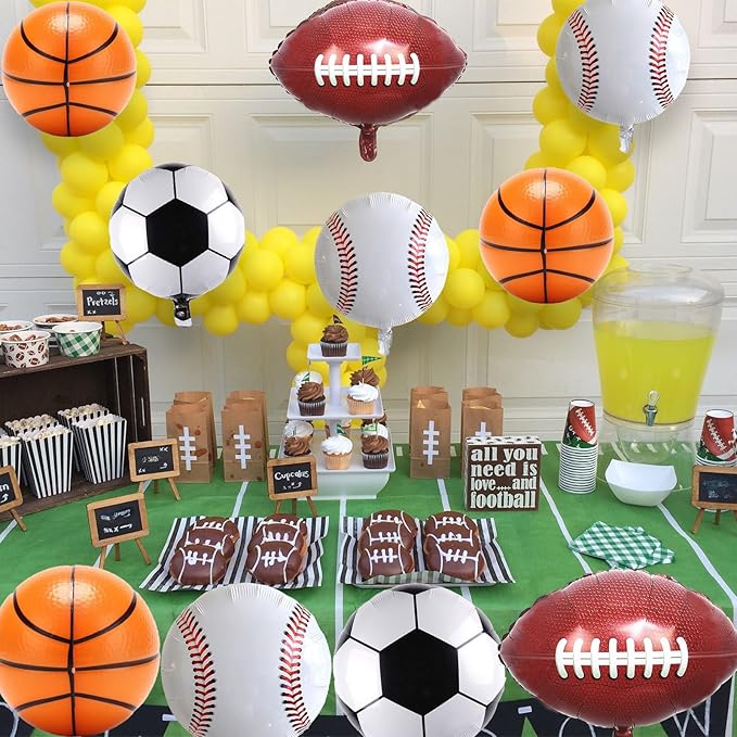 Sports Foil Balloon Set, 16PCS Baseball Soccer Balloon Basketball Football Balloons Sports Birthday Party Decorations for Boys Birthday Baby Shower Sport Themed Party