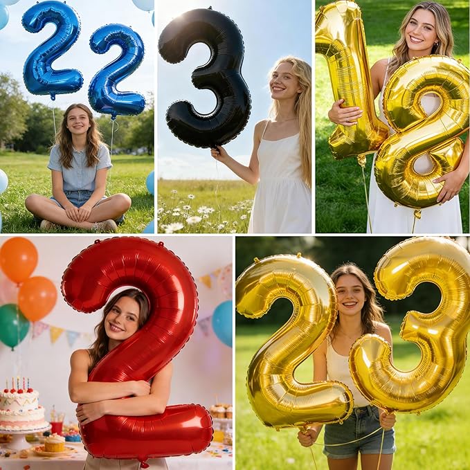 Smlpuame 40 inch Number Balloon 0-9 Gold Large Number 23 Balloons for Birthday Party Celebration Decorations Supplies