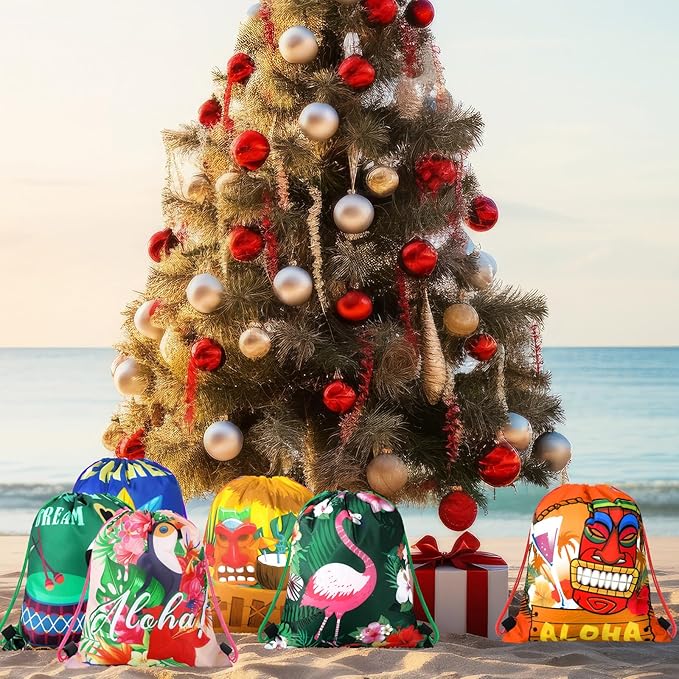 Marsui 24 Pcs Hawaiian Party Favor Drawstring Bags Gift Goodie Candy Favors Bags for Birthday Party Supplies