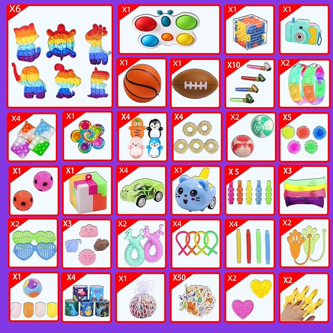 200 Pcs Party Favors for Kids, Fidget Toys Bulk, Birthday Gift Toys, Stocking Stuffers, Treasure Box Birthday Party, Goodie Bag Stuffers, Carnival Prizes, Pinata Filler for Classroom