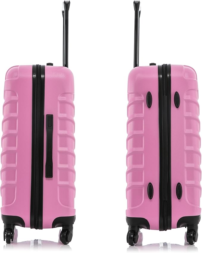 InUSA ENDURANCE Luggage with Spinner Wheels | Durable Lightweight Hardside Suitcase, Spacious Travel Bag with Handle and Trolley | 24-Inch Medium Checked Luggage | Pink