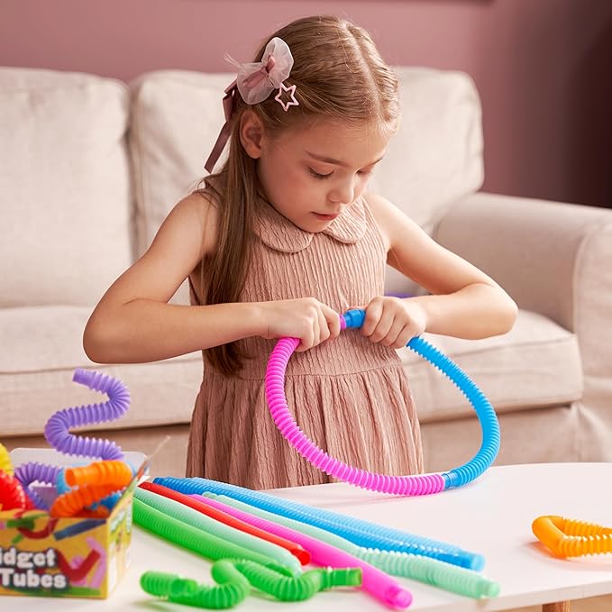 JOYIN 36 Pack Pop Tubes, Sensory Toys (Small) Fidget Toys Party Favors - 9 Colors, Creativity Learning & Fun for Toddler Kids - Perfect for Easter Goodie Bags, Classroom School Reward