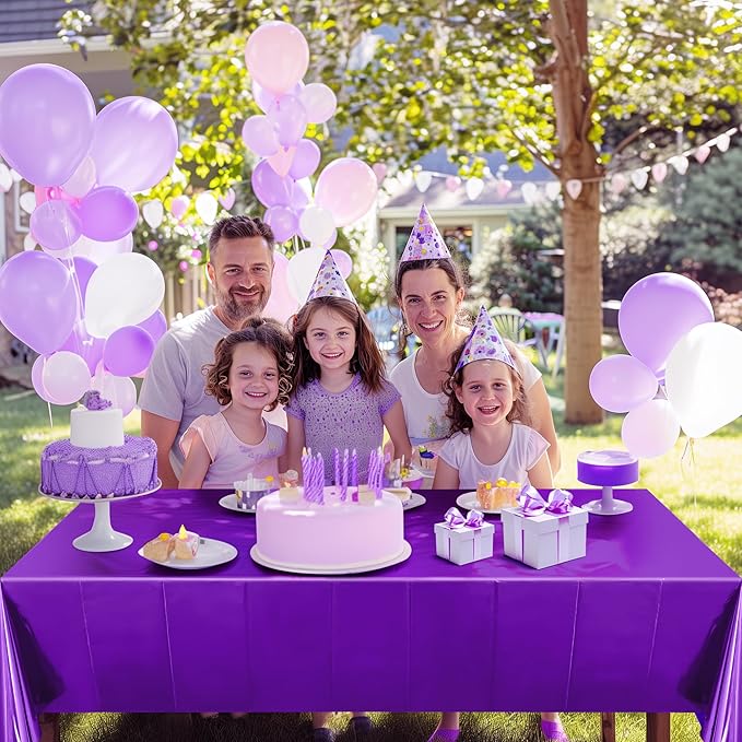 1 Piece Purple Foil Tablecloth 54 * 72inch Lavender Plastic Birthday Party Table Cloths Disposable Waterproof Table Cover for Halloween Bridal Shower Wedding Anniversary Baby Shower Elegant Supplies