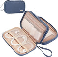 NISHEL Travel Cord Organizer Case, Double Layers Tech Electronic Bag, Essentials for Charger, Cable, Phone, Flash drive, Medium, Aegean-Blue