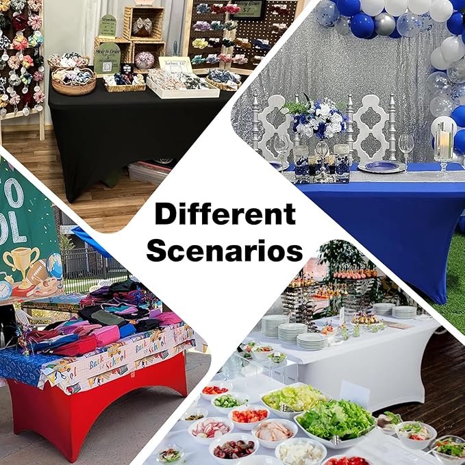 Trlyc 1 Pack 6FT Spandex Table Cloth - 72 x 30 Inch Rectangular Stretch Tablecloth, Wrinkle Resistant Scretch Table Cover for Wedding, Party, Banquet, Picnic, Outdoor Decoration (1Pcs,Royal Blue)