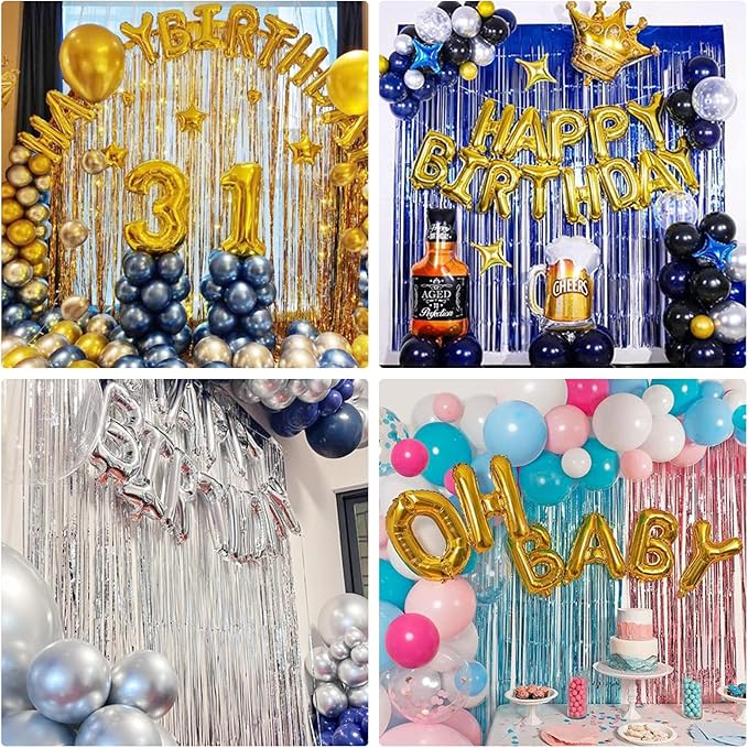 Homiest 6 Pack Purple Tinsel Backdrop, 3.3x6.6 FT Metallic Tinsel Foil Fringe Curtains Party Decorations, Birthday Door Streamers for Baby Shower Wedding, Photo Booth Props Background Wall Decor