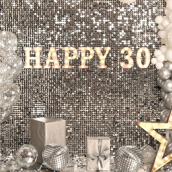 Light Up Letters Marquee, 26 Alphabet Battery Powered LED Lights Sign, White Plastic Night Light for Engagement Party, Wedding, Baby Shower, Birthday, LED Light Up Letters (P)
