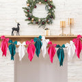 VitalCozy 1 PCS Christmas Bow Garland Banner, Satin Ribbon Hanging Party Bow Garland Decoration for Holiday Birthday Party Supplies