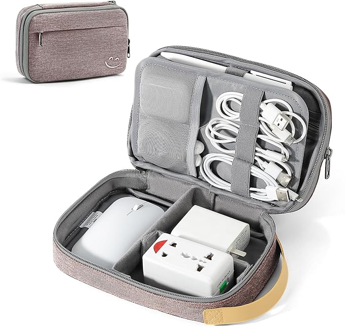 Travelkin Travel Electronic Cord Organizer Travel Case, Travel Cable Organizer Bag For Charger, Phone, Sd Card, Sim Card, Earphone, Usb Drives (Pink)