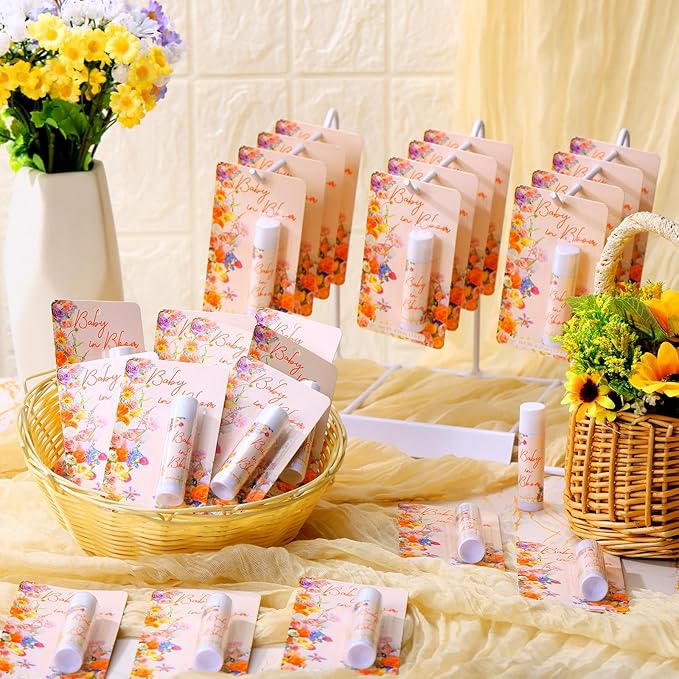 30 Pack Baby in Bloom Party Gifts Baby Shower Games Prizes Bulk Lip Balms Favors for Winners Adults Guests Gender Reveal Favors Decorations Souvenirs Gift Bags Stuffers