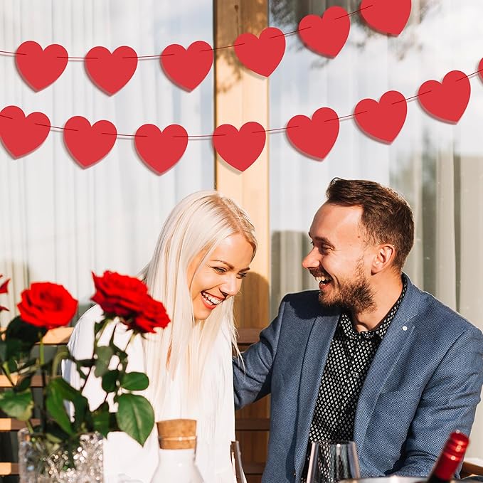 OHOME Valentines Day Decorations - Valentines Banner - Valentines Decor Red Heart Garland 40 Pack Valentines Day Backdrop Galentines Day Decorations Party Favors for Door Wall Classroom School Home