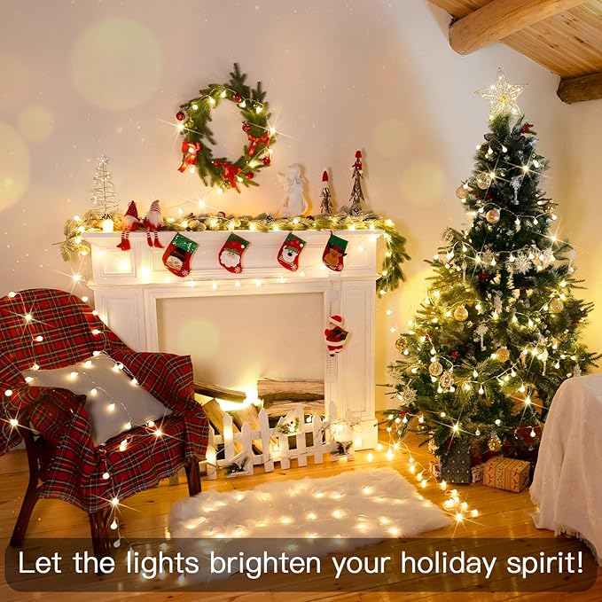 suddus Battery Operated Christmas Lights, 50 Led Twinkle Lights with Remote, Indoor String Lights for Tree, Backyard, Patio, Garden, Party, Bedroom, Living Room, Classroom, Warm White