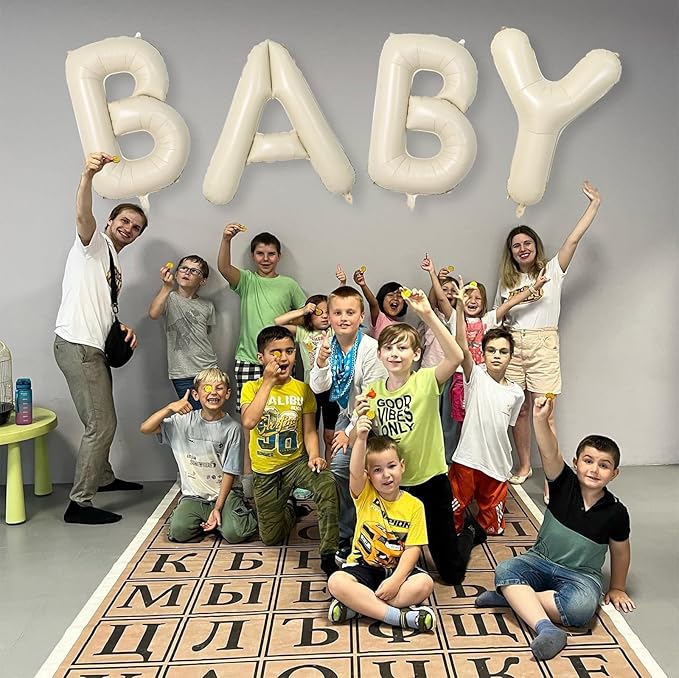 Biapian 40 Inch Letter M Balloons, Giant Cream M Foil Balloon, Big Single Alphabet A-Z Balloons, Beige Large Aluminum M Balloons Helium for Birthday, Baby Shower, Wedding, Anniversary Party Decoration