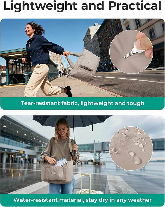 BAGSMART Foldable Travel Bag, 37L Expendable Personal Item Bag, Lightweight Weekender Bags for Women, Water Resistant Extra Carry on for Travel, White