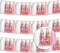 3P Metallic Fringe Tassel Banner Garland Foil Tinsel Streamer Wall Hanging Curtain Backdrop for Parade Floats, Graduation, Wedding, Birthday, Retirement Party Decorations(Rose-Gold Pink White)