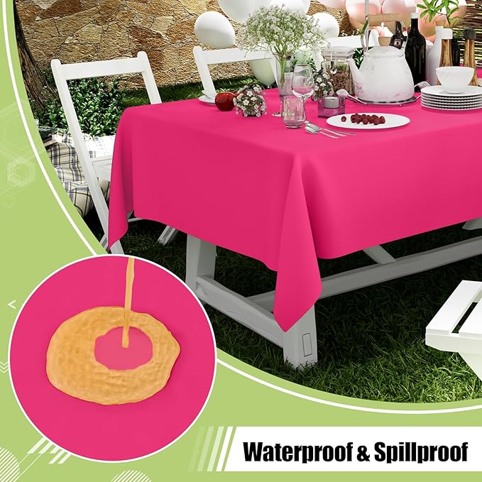 Smiry Disposable Table Cloth - 12 Pack, 54 x 108 Inch Waterproof Rectangle Tablecloths for Parties, Decorative Plastic Table Cover, Leakproof & Sturdy, Hot Pink