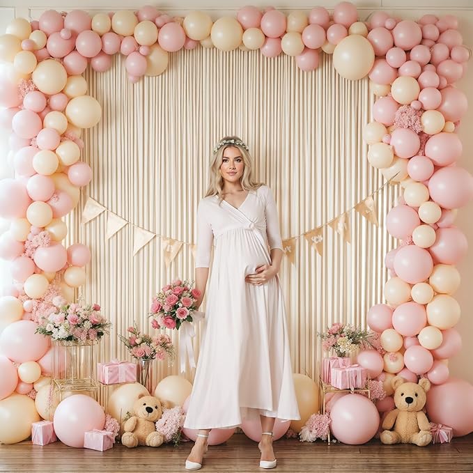 40x10FT Champagne Backdrop Curtains for Wedding Parties, Wrinkle Free Polyester Photography Backdrop Drapes for Wedding Baby Shower Birthday Parties Stage Background Stand Decorations 4x10ft,10 Panels