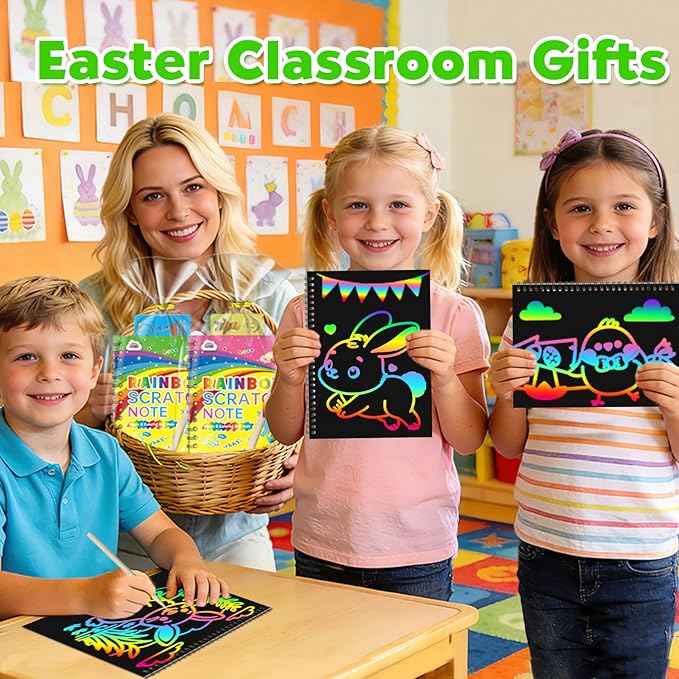 ZMLM 36 Pack Scratch Art Party Favors: Birthday Party Favors for Kids 4-8, Bulk Rainbow Scratch Notebook Paper Pads, Goodie Bags Stuffers Girls Boys Classroom Gifts Crafts Toys Easter Basket Stuffers