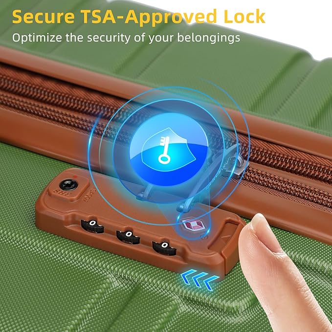 LARVENDER Luggage Sets 6 Piece, Expandable Hardside Carry on Suitcase Set with Spinner Wheels, Lightweight Rolling Luggage Sets for Women with TSA Lock, Green