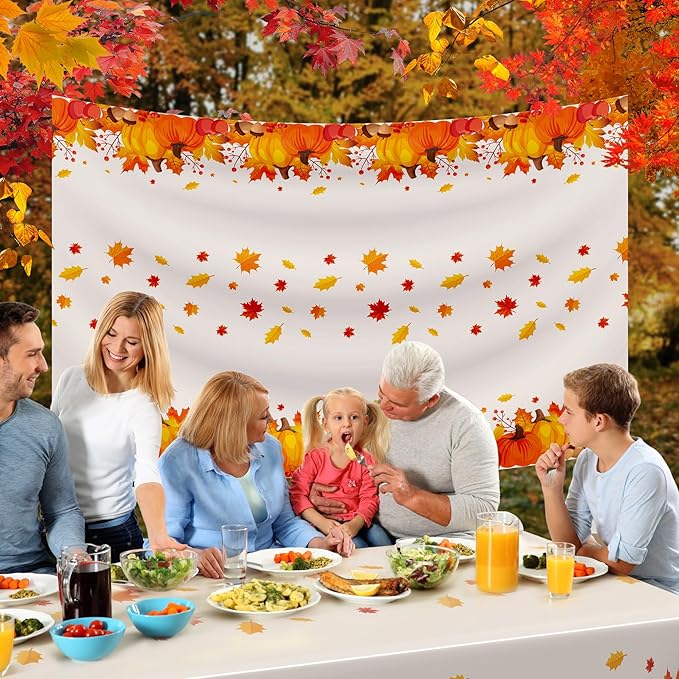 Thanksgiving Tablecloth Disposable 6 Pack, Thanksgiving Decorations for Party Fall Tablecloth Plastic Table Cover 54" x 108" Table Decor Party Supplies Indoor and Outdoor Fall Decorations for Parties