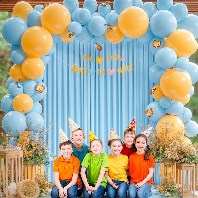 8x10FT Baby Blue Backdrop Curtains for Wedding Parties, Wrinkle Free Polyester Photography Backdrop Drapes for Baby Bridal Shower Birthday Parties Stage Background Stand Decorations 4x10ft,2 Panels