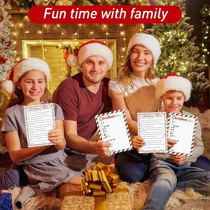 COCHIE 30 Players Christmas Party Games for Adults Family Office Large Groups, Xmas Parties Movies Pictionary Game, Guesstures Game, Christmas Trivia Games with Answer Key (Xmas Quiz)